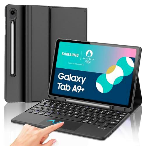 FOGARI Teclado para Samsung Galaxy Tab A9 Plus | Funda de teclado para Samsung Galaxy Tab A9+ 11'' -Clavo AZERTY inalámbrico con panel táctil para Samsung Galaxy Tab A9+ 2023 (SM-SM-X210/X216/X218),