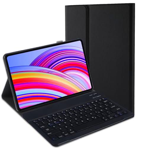 Jeloyutek Para Xiaomi REDMI Pad Pro 12,1 pulgadas, teclado QWERTZ diseño magnético desmontable teclado con funda para Xiaomi REDMI Pad Pro 12,1 pulgadas 2024, negro