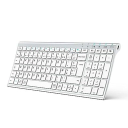 iClever Clavier sans Fil Bluetooth Rechargeable Connecter 1 à 3 appareils AZERTY Mac iPad Air Pro Tablet Ordinateur PC iPhone iOS Android Windows Ultra-Mince