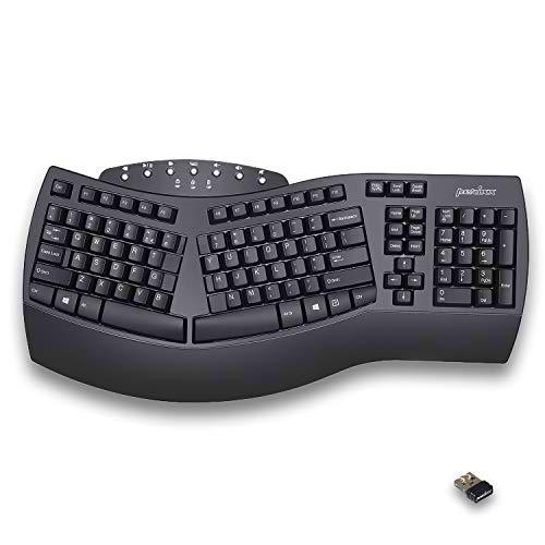 Perixx PERIBOARD-612 Teclado Ergonómico Inalámbrico 2.4G y Bluetooth Compatible con Windows 10 y Mac OS X Layout US QWERTY