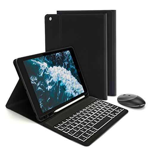 Jelly Comb Funda de teclado retroiluminada con mouse (2.4 G USB + conexión Bluetooth) para iPad 10.2 2019 / iPad Air 3 / iPad Pro 10.5 Cubierta de teclado QWERTY extraíble