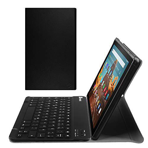 FINTIE Funda con teclado Bluetooth de 360 grados giratoria para Amazon Fire HD 10 (7a generación 2017)    Negro