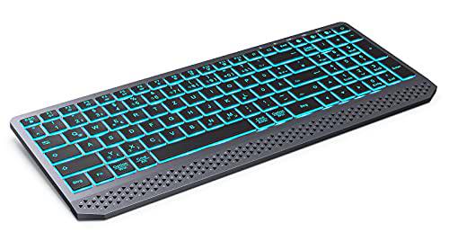 seenda Teclado Bluetooth iluminado, teclado inalámbrico ultra estable ergonómico (QWERTZ)