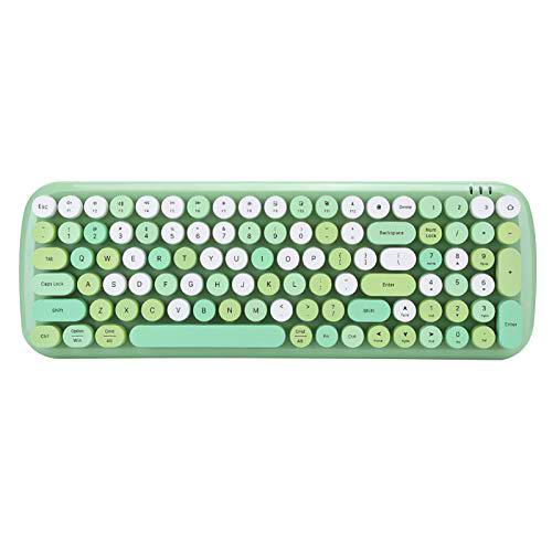 Teclado inalámbrico multidispositivo, Bluetooth 5.1 Teclado Conveniente de Moda de Ahorro de energía automático para computadora portátil Teléfono móvil Tableta(Verde)