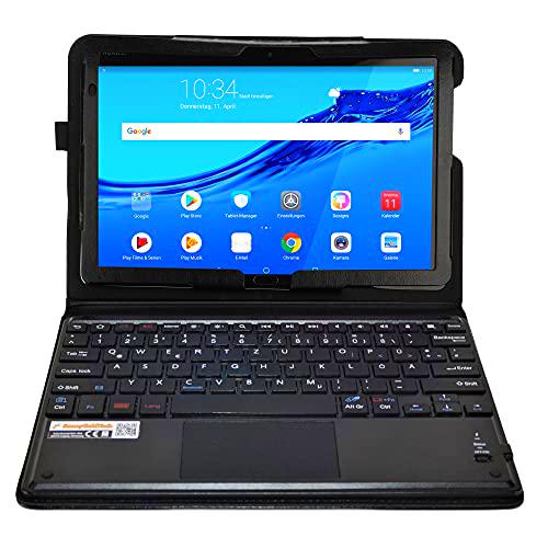 MQ21 para Huawei M5 Lite 10.1 - Teclado Bluetooth con Touchpad para Huawei MediaPad M5 Lite LTE 10.1 | Funda con teclado y panel táctil para MediaPad M5 lite WiFi 10.1 | Teclado alemán QWERTZ