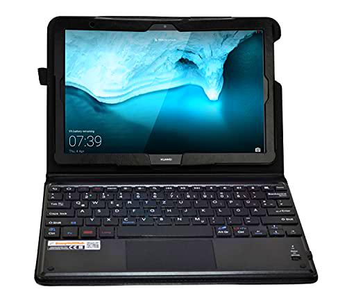 MQ21 para Huawei MediaPad T5 10.1 - Teclado Bluetooth con Touchpad para MediaPad T5 10.1 LTE | Funda con teclado y Touchpad para Huawei MediaPad T5 10 WiFi | Teclado alemán QWERTZ | Negro