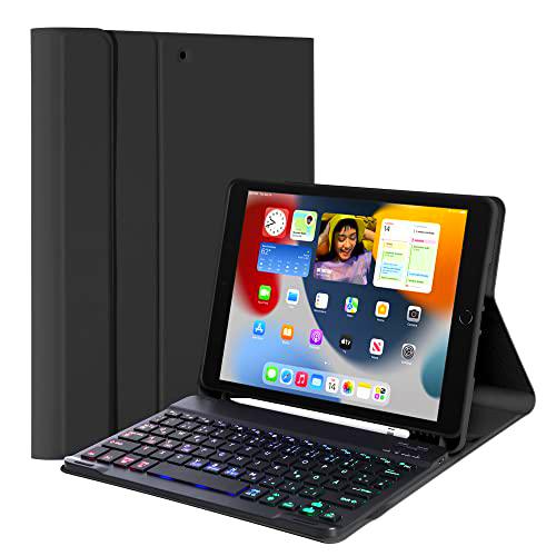 LIBOZMKO Teclado Funda Compatible con iPad 2021(9th Gen)/iPad 2020(8th Gen)/iPad 2019(7th Gen) 10.2 pulgadas